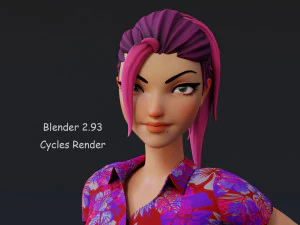 David Violet Cartoon Rig 3D Model