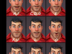 David Violet Cartoon Rig 3D Model