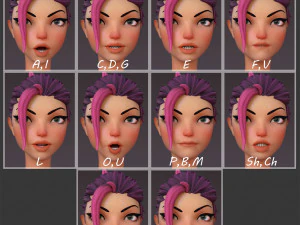 David Violet Cartoon Rig 3D Model