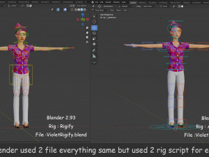 David Violet Cartoon Rig 3Dモデル