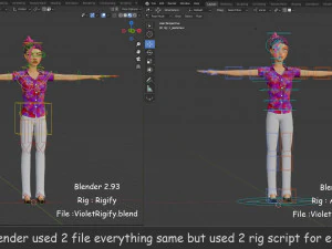 David Violet Cartoon Rig 3D Model