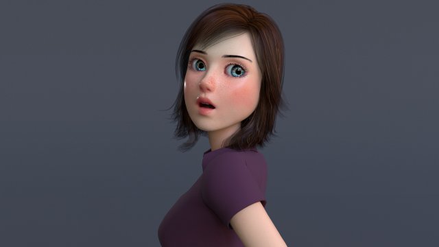 Jasmin Cartoon Girl Rig 3D 모델 .c4d .max .obj .3ds .fbx .stl .blend 