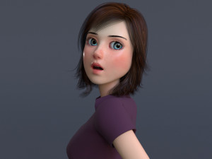 Jasmin Cartoon Girl Rig 3D Model
