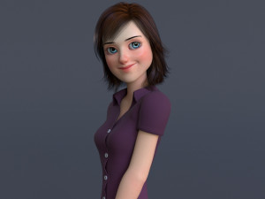 Jasmin Cartoon Girl Rig 3D 모델