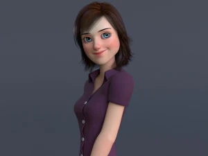 Jasmin Cartoon Girl Rig 3D Model