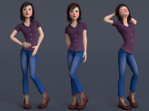 Jasmin Cartoon Girl Rig 3D 모델