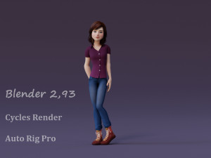 Jasmin Cartoon Girl Rig 3D 모델