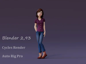Jasmin Cartoon Girl Rig 3D Model