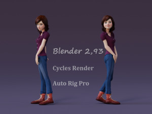 Jasmin Cartoon Girl Rig 3D 모델