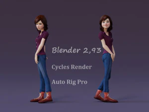 Jasmin Cartoon Girl Rig 3D Model