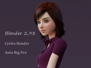 Jasmin Cartoon Girl Rig 3D Model