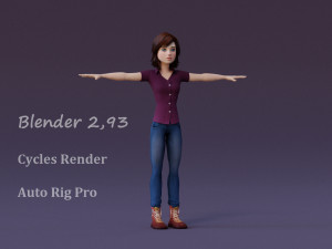 Jasmin Cartoon Girl Rig 3D 모델