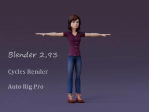 Jasmin Cartoon Girl Rig 3D Model