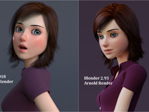Jasmin Cartoon Girl Rig 3D 모델