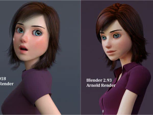 Jasmin Cartoon Girl Rig 3D Model