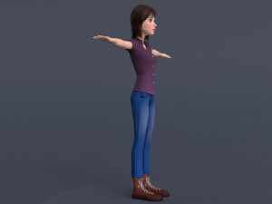 Jasmin Cartoon Girl Rig 3D 모델