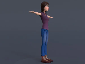 Jasmin Cartoon Girl Rig 3D Model