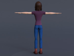 Jasmin Cartoon Girl Rig 3D 모델