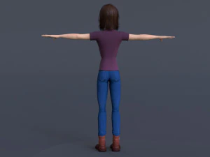 Jasmin Cartoon Girl Rig 3D Model