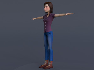 Jasmin Cartoon Girl Rig 3D 모델