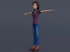 Jasmin Cartoon Girl Rig 3D Model