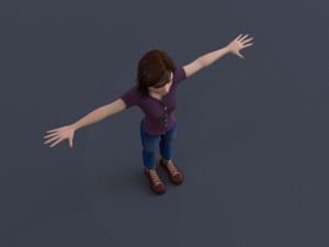 Jasmin Cartoon Girl Rig 3D 모델