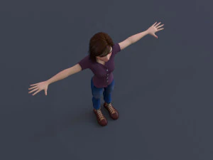 Jasmin Cartoon Girl Rig 3D Model
