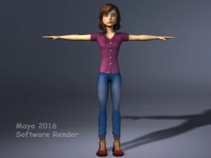 Jasmin Cartoon Girl Rig 3D Model