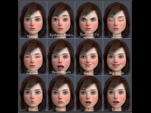 Jasmin Cartoon Girl Rig 3D 모델
