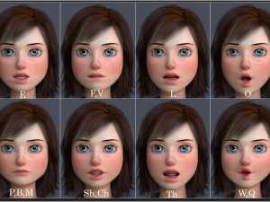 Jasmin Cartoon Girl Rig 3D 모델