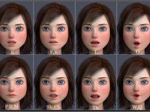 Jasmin Cartoon Girl Rig 3D Model
