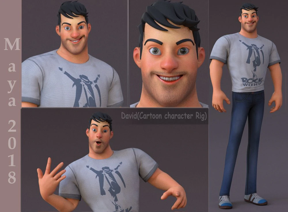 David Cartoon 3D Model .c4d .max .obj .3ds .fbx .stl .blend 