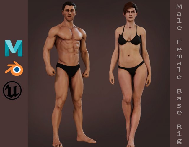 Male Female Rig Modelo 3D .c4d .max .obj .3ds .fbx .stl .blend 