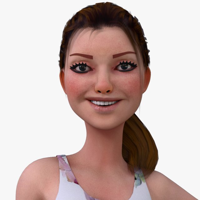 Kristen Cartoon GirlRig V1 3D-Modell .c4d .max .obj .3ds .fbx .stl .blend 