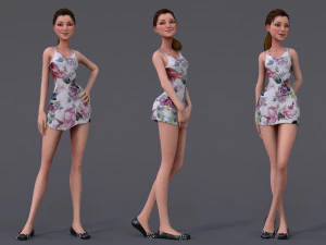 Kristen Cartoon GirlRig V1 3D Model