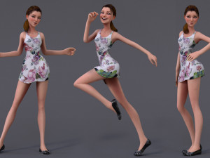 Kristen Cartoon GirlRig V1 3D-Modell