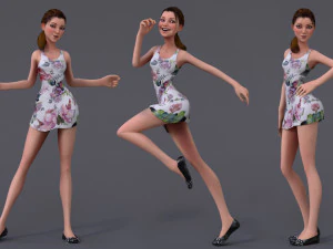 Kristen Cartoon GirlRig V1 3D Model