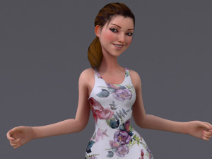 Kristen Cartoon GirlRig V1 3D-Modell