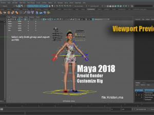 Kristen Cartoon GirlRig V1 3D Model