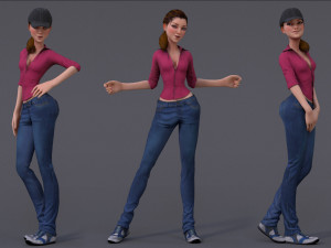 Kristen Kristen Cartoon GirlRig V2 3D Model