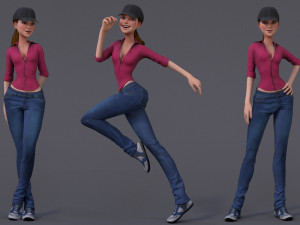 Kristen Kristen Cartoon GirlRig V2 3D Model