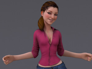 Kristen Kristen Cartoon GirlRig V2 3D Model