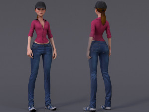 Kristen Kristen Cartoon GirlRig V2 3D Model