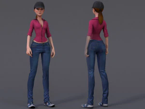 クリステン Kristen Cartoon GirlRig V2 3Dモデル