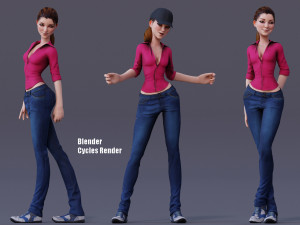 Kristen Kristen Cartoon GirlRig V2 3D Model