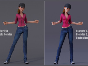 Kristen Kristen Cartoon GirlRig V2 3D Model