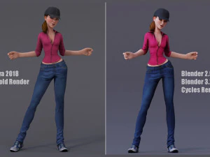 クリステン Kristen Cartoon GirlRig V2 3Dモデル