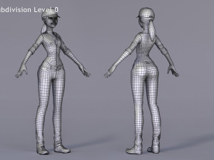 Kristen Kristen Cartoon GirlRig V2 3D Model