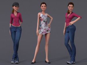 Kristen Cartoon Girl Outfit2 Model 3D