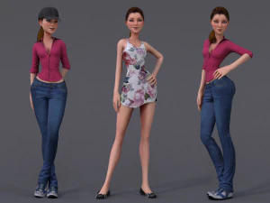 Kristen Cartoon Girl Outfit2 3D Model